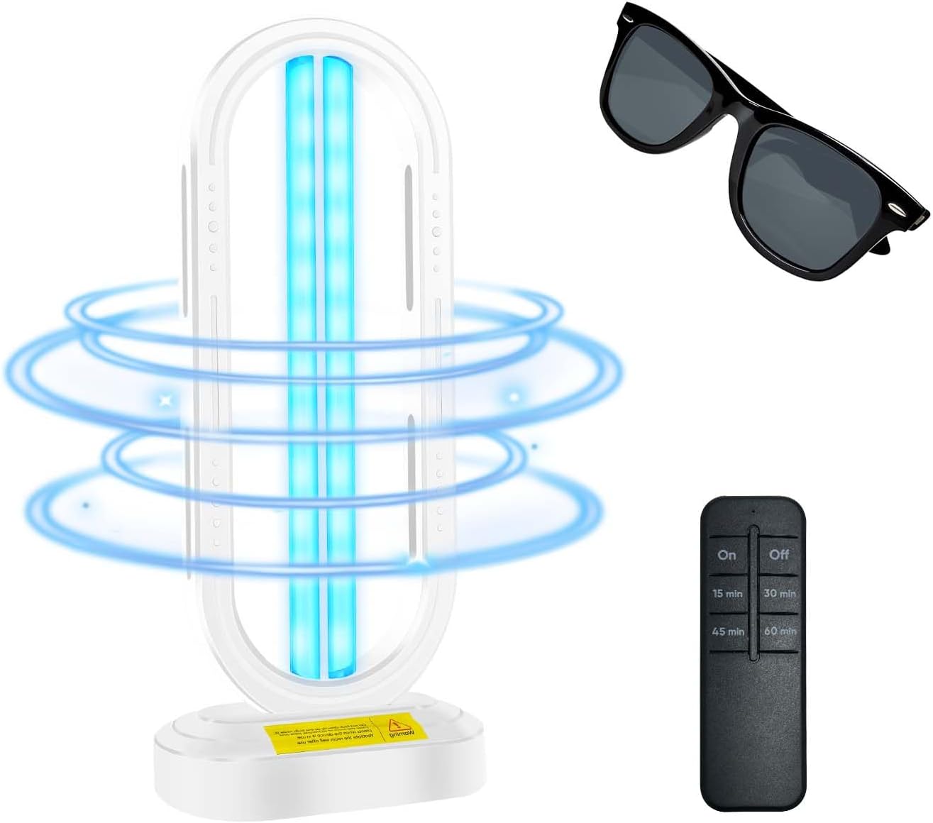 UV Light Sanitizer,4-Speed Timing and Remote Control UVC Home Disinfection Device,Portable Ultraviolet Light Sanitizer for Dust Mites,UV Lamp for Whole Room,White