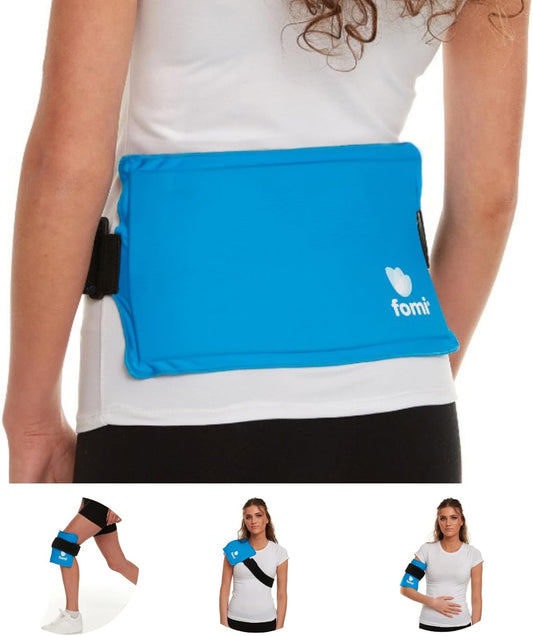 Premium Hot Cold Solid Gel Ice Pack by FOMI Care | Cool Compress for Lower Back, Shoulder, Knee, Stomach | Coccyx, Sciatica, Tailbone Pain Relief | Flexible, Reusable Heating Pad | Adjustable