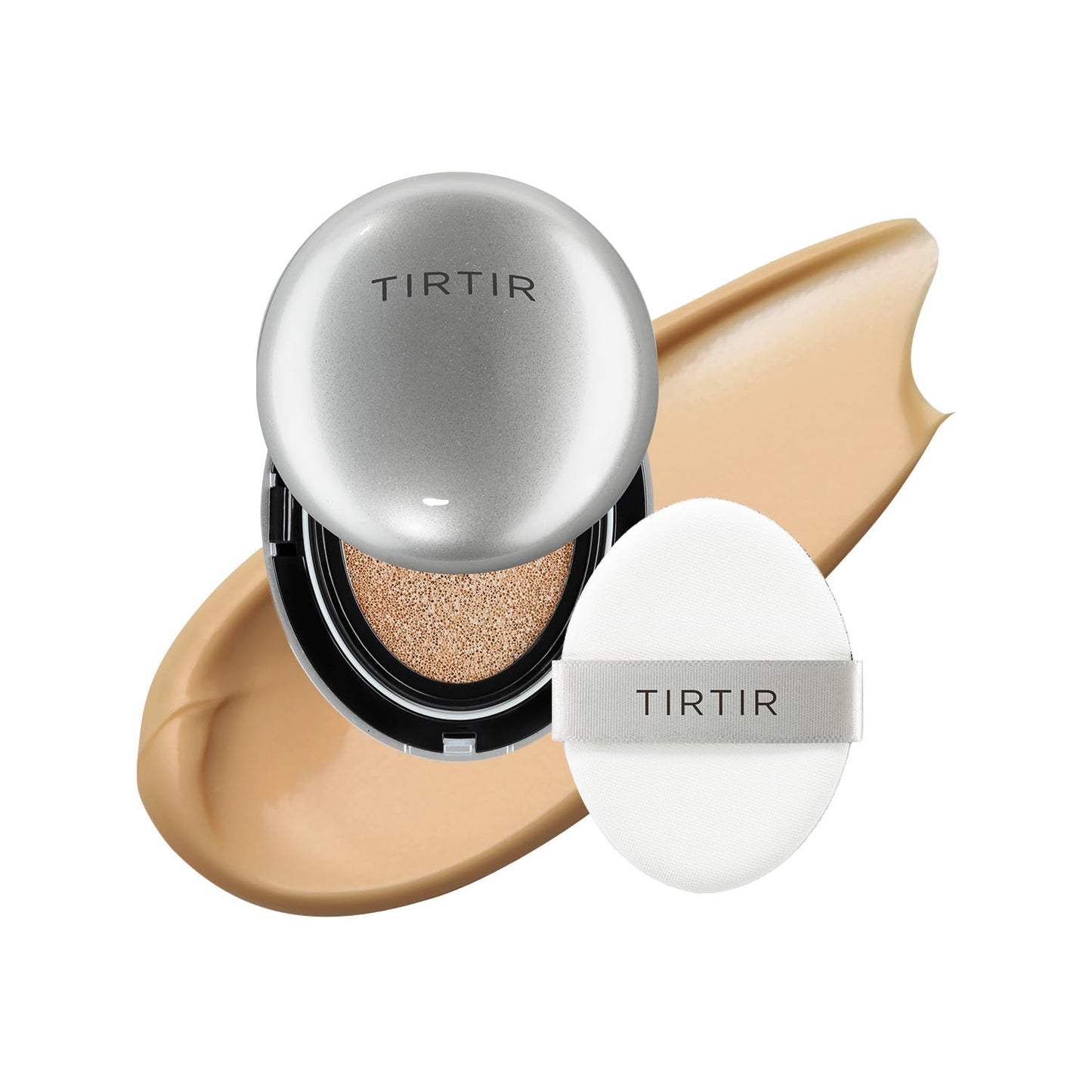 [*Mini Size*] TIRTIR Aura Glow Silver Cushion | Korean Cushion Foundation, (#31N French Beige, 0.15 Fl Oz)