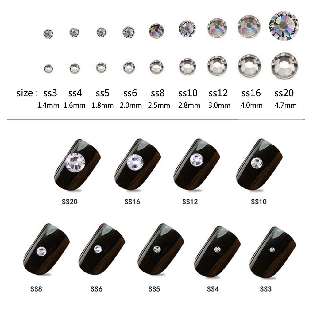 Rhinestones flat back gems round DIY decorative Nail Face and apparel accessories ss3-20 mix size(4320pcs ghost light)