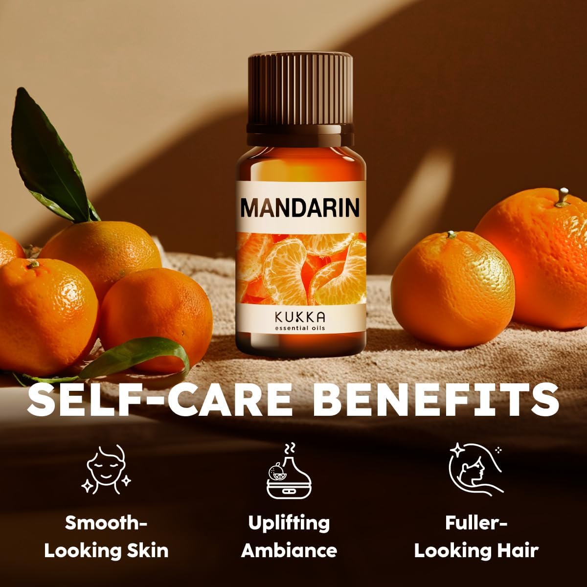 Kukka Mandarin Essential Oil for Diffuser Skin - 0.34 Fl Oz - Fresh & Citrusy Scent for Aromatherapy,Candle, Bath Bomb, DIY Soap Making Scents