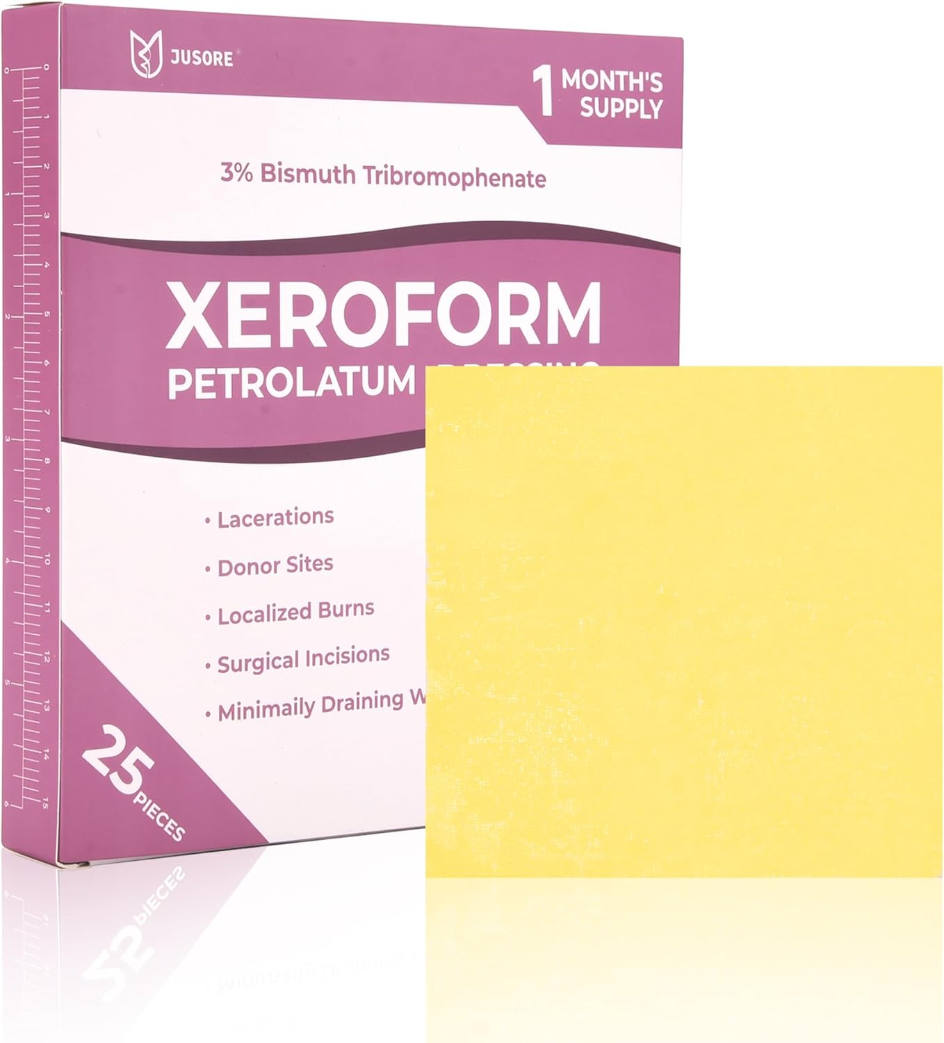 Xeroform Petrolatum Dressing 4"x4" - 25 PCS Non Stick Gauze Pads, Medical Soft Fine Mesh Gauze Patch for Wound Care, Burns, Lacerations, Skin Grafts & Surgical Incisions, 25 Individual Pack