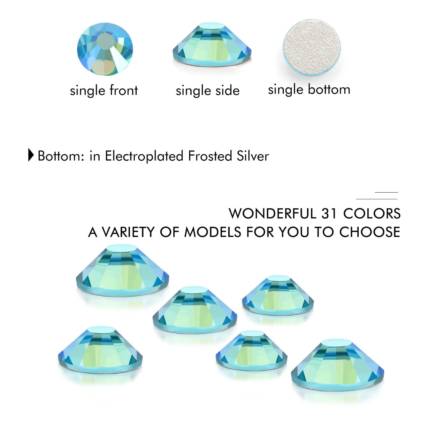 1440Pcs Aquamarine Ab Crystal Rhinestones,Glass Flatback Rhinestones Mini Gemstones for Nail Face Makeup Art Crafts Clothes Decoration -(SS10,2.8mm,Aquamarine Ab)