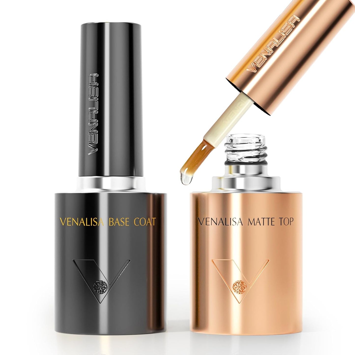 VENALISA 2 Pcs No Wipe Matte Gel Top Coat and Base Coat Set- Matte Top Coat Gel Nail Polish Kit, Soak Off Nail Art Home and Professional Manicure