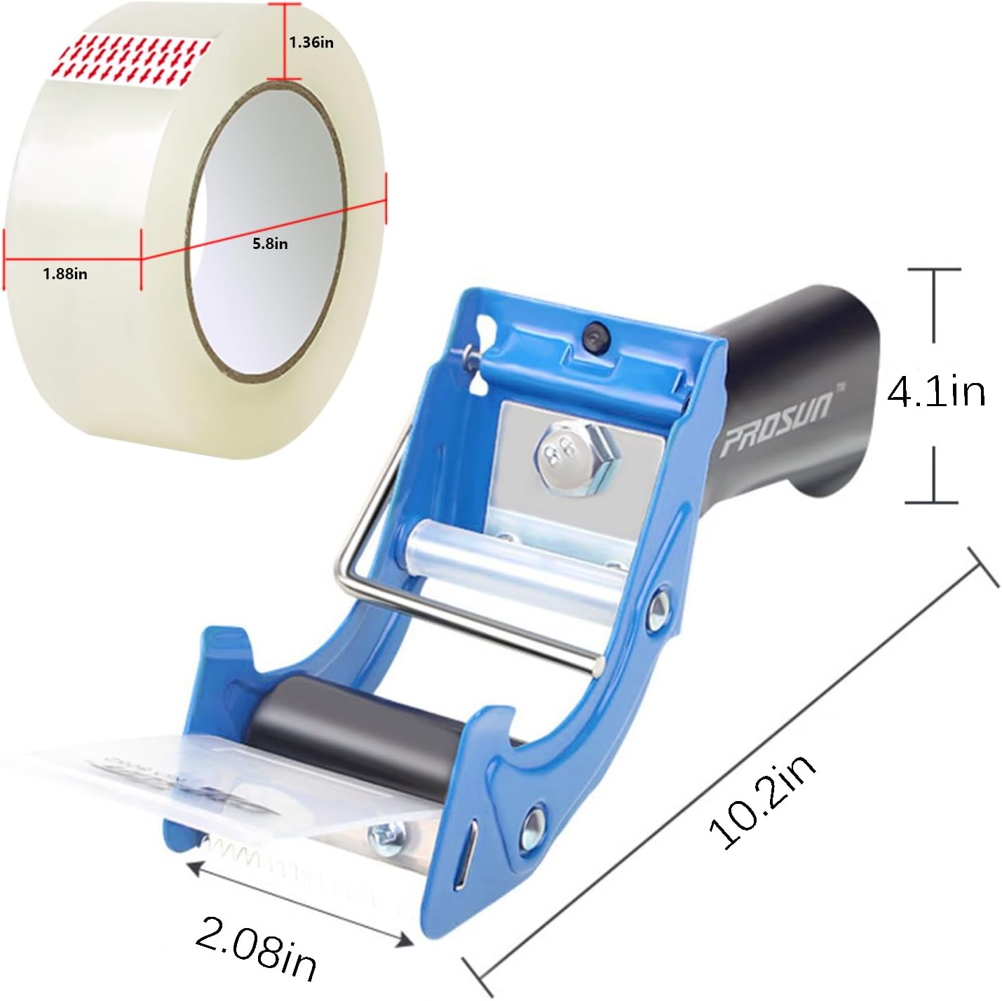 Heavy Duty Metal Packing Tape Dispensers Gun:2-inch Wide Tape Dispenser, 2 Pack(2" Blue + 2" Orange)