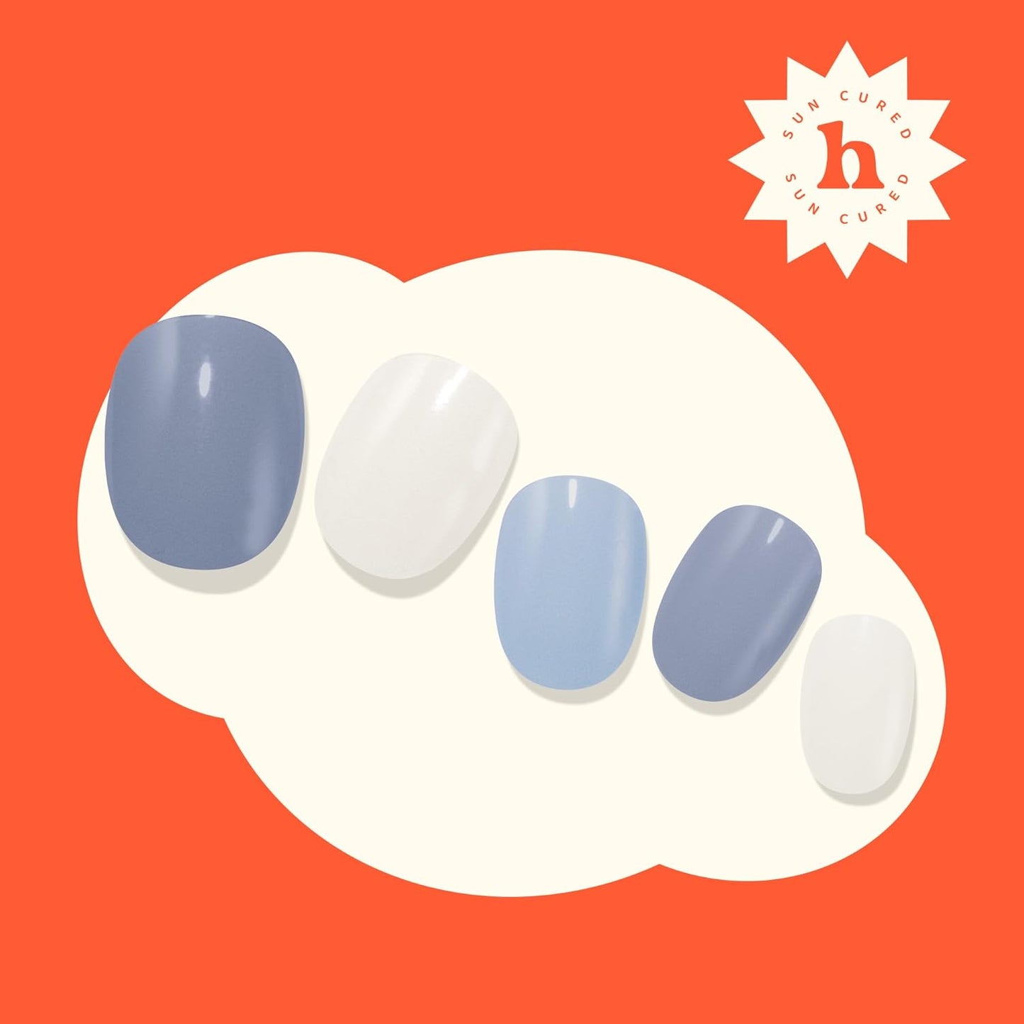 Semi Cured Gel Nail Strips | No LED Lamp Needed | Solid, Blue, Spring | Easy Apply & Remove, Salon Quality | Includes 28 Strips, 1 Prep Pads, Nail File & Wooden stick - Hey, It's Your Era