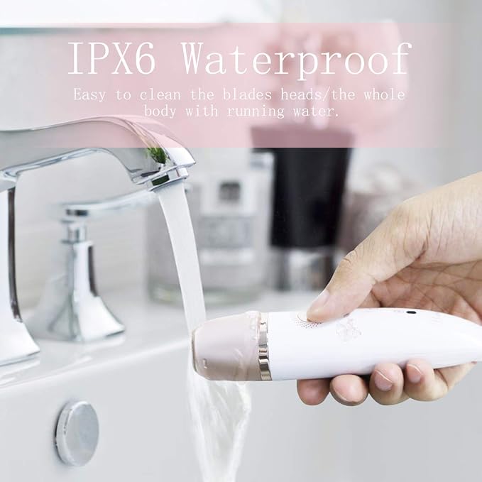 Electric Razor for Women - Painless 2-in-1 Shaver for Women Hair Remover for Face, Legs and Underarm Wet & Dry, Portable Bikini Trimmer, Lady Hair Removal with 2 Trimmer Heads- Micro USB Recharge