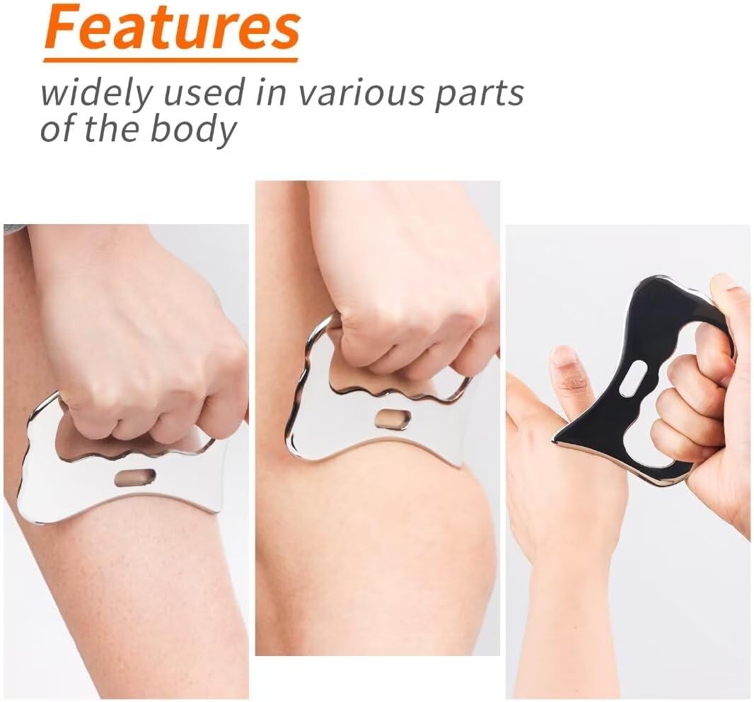 Guasha Massage Tool, Grade Stainless Steel Scraping Tool for Soft Tissue Upgrade Physical Therapy Stuff,Used for Back, Legs, Arms,Neck,Shoulder, Gua sha Tool