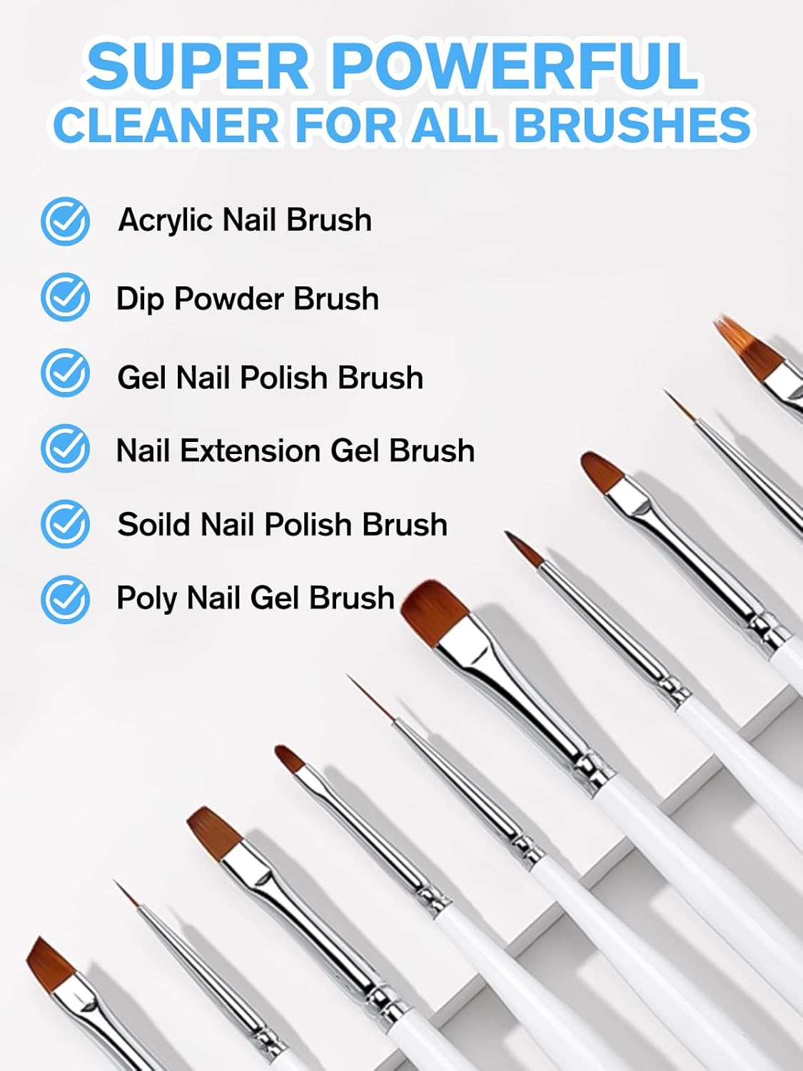 EBANKU 4OZ Nail Brush Cleaner, Nail Art Brushes Conditioner Quickly Clean Gel Nail Brush Clean Solution With Glass Cup and 100 Pcs Cleaning Pad for Nail Extension Gel