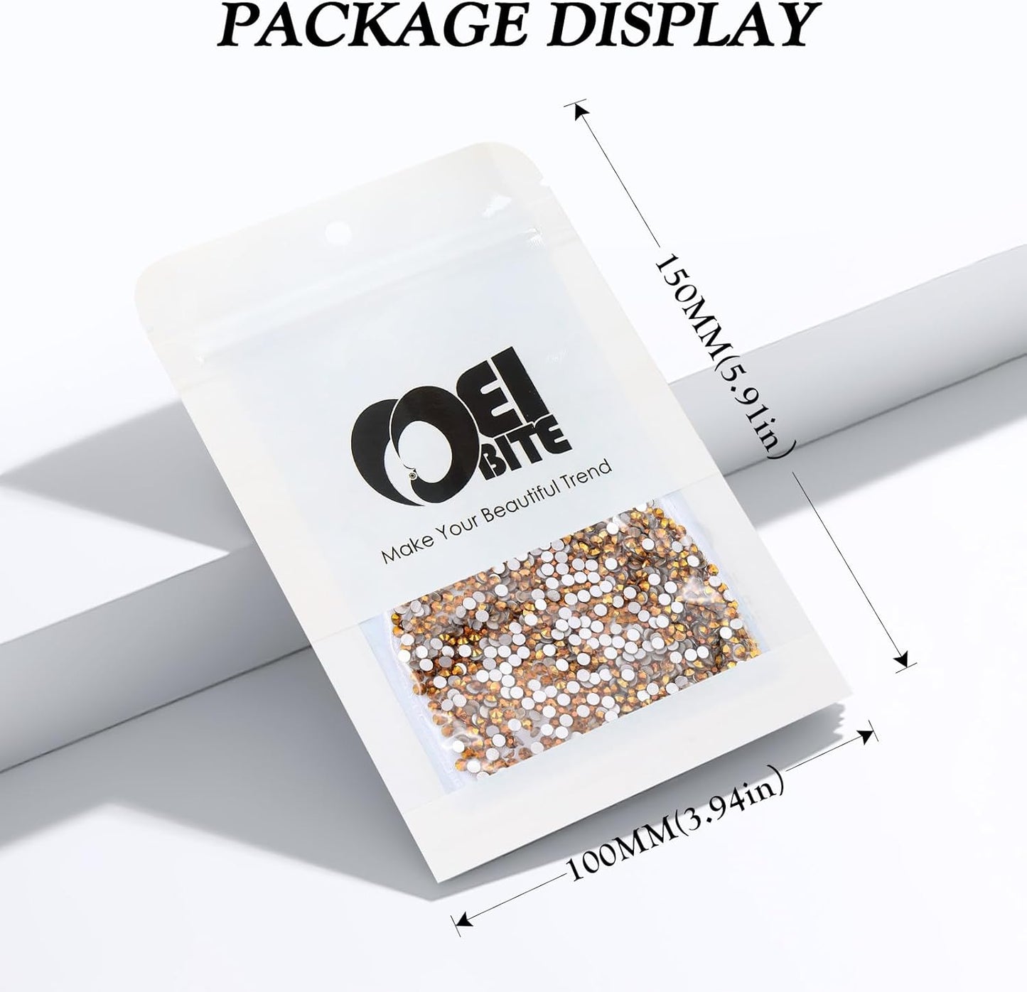 Gold Flatback Rhinestones, Glass Rhinestones for Nail Art and Craft, Glue Fix, Loose Crystal Gemstones(Gold, SS10, 2880pcs, 2.7-2.8mm)