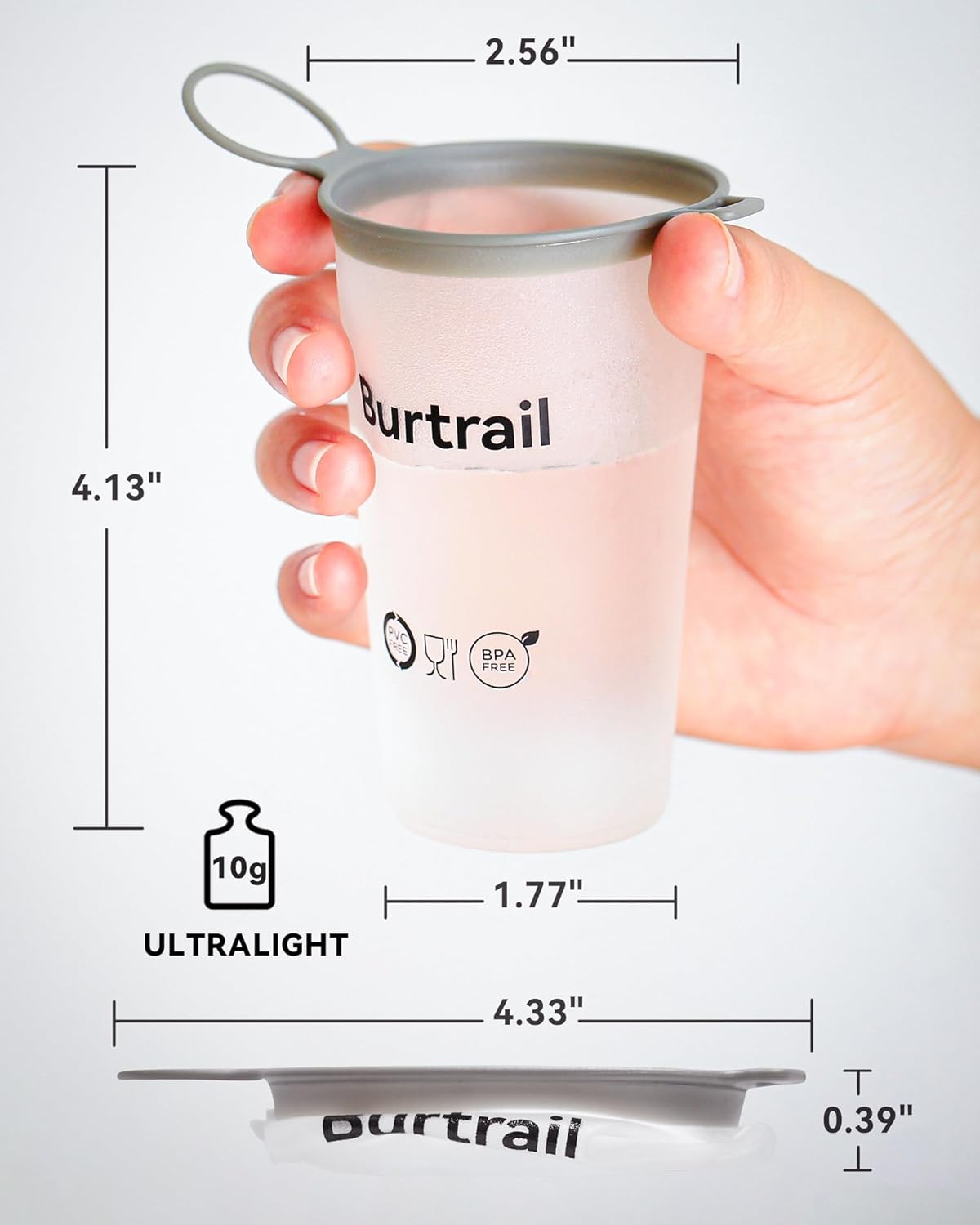 Collapsible Running Water Cup,Ultralight Reusable Cup Running for Ultramarathon,Ultrarunning,Backpacking,Camping-BPA Free,200 ml/6.8 oz-2Pack,White