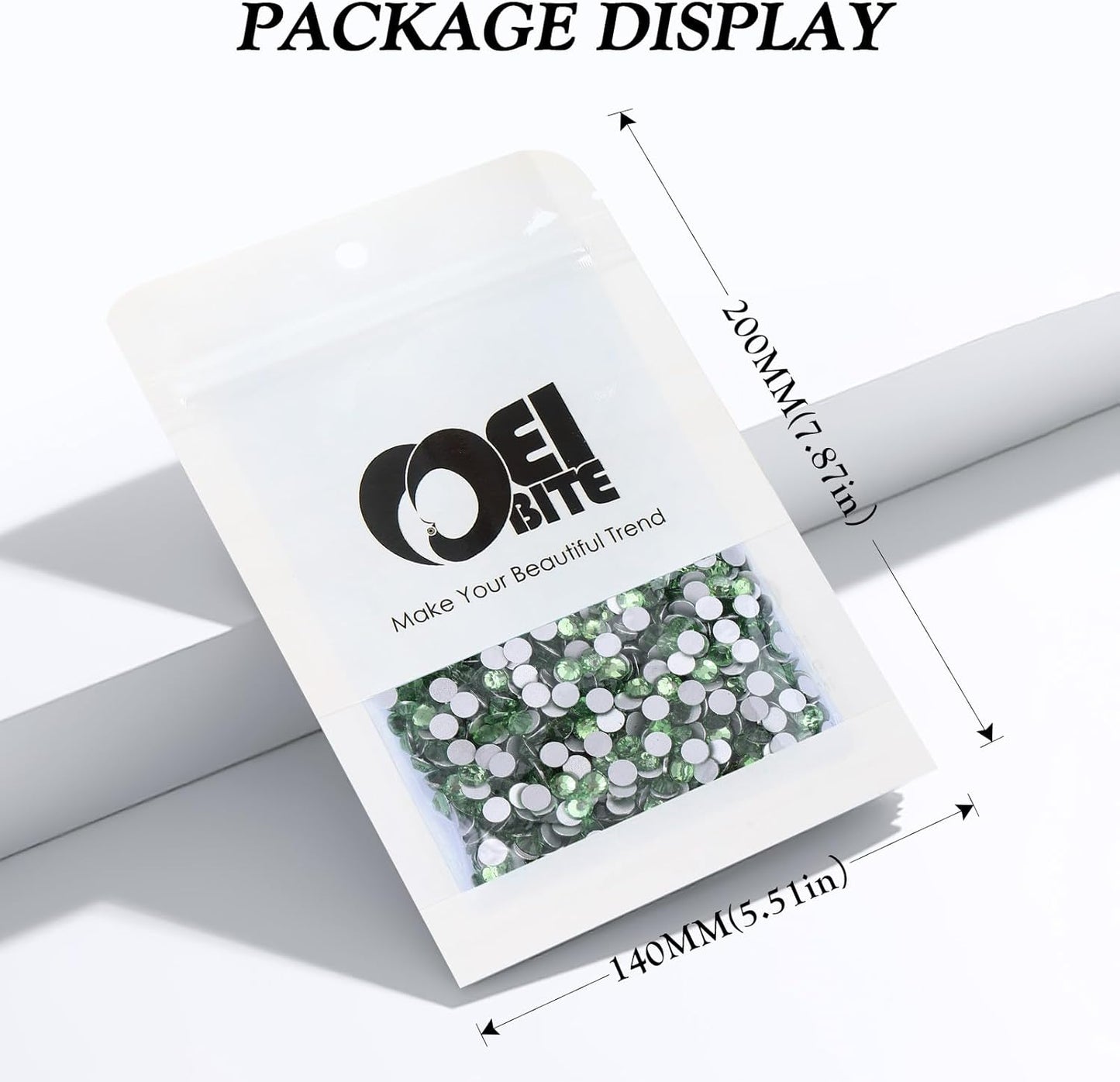 Light Green Flatback Rhinestones, Glass Rhinestones for Nail Art and Craft, Glue Fix, Loose Crystal Gemstones(Lt.Green, SS12, 2880pcs, 2.9-3.0mm)