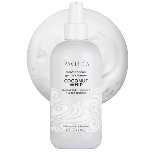 Pacifica Coconut Whip Cream to Foam Face Wash - Gentle Hydrating Facial Cleanser for Dry & Sensitive Skin, Moisturizing Daily Face Wash, Non-Comedogenic Vegan & Cruelty-Free, Dermatologist Tested 8oz