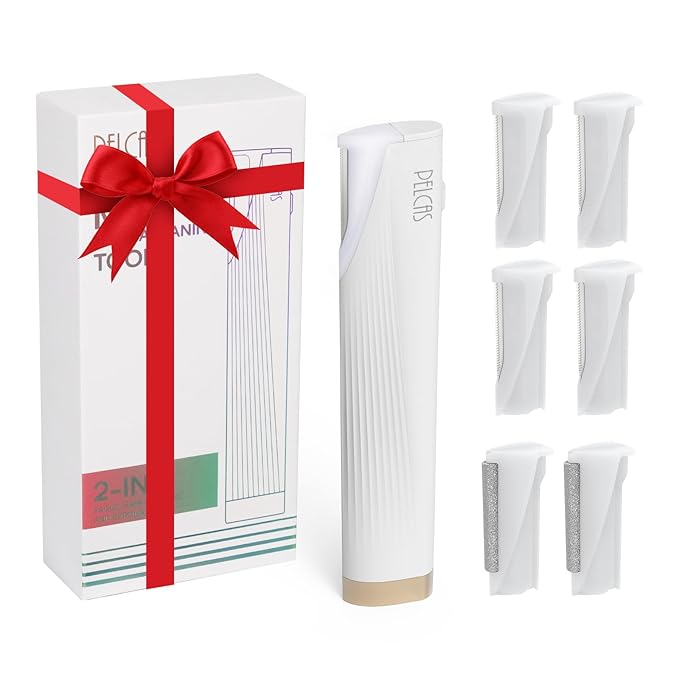 PELCAS Electric Dermaplaning Tool for Face with LED Light, Mini Facial Dermaplaning Razor Kit, Painless 3 Speeds Facial Peach Fuzz & Hair Removal At Home for Women with 6 Blades Off White