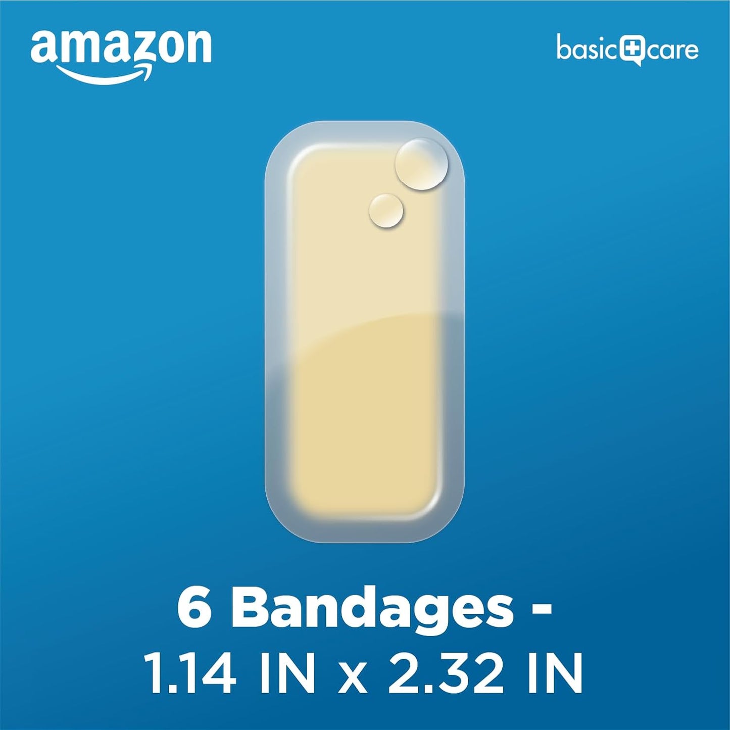 Amazon Basic Care Advanced Fast Healing Hydrocolloid Gel Bandages, Large, 6 ct