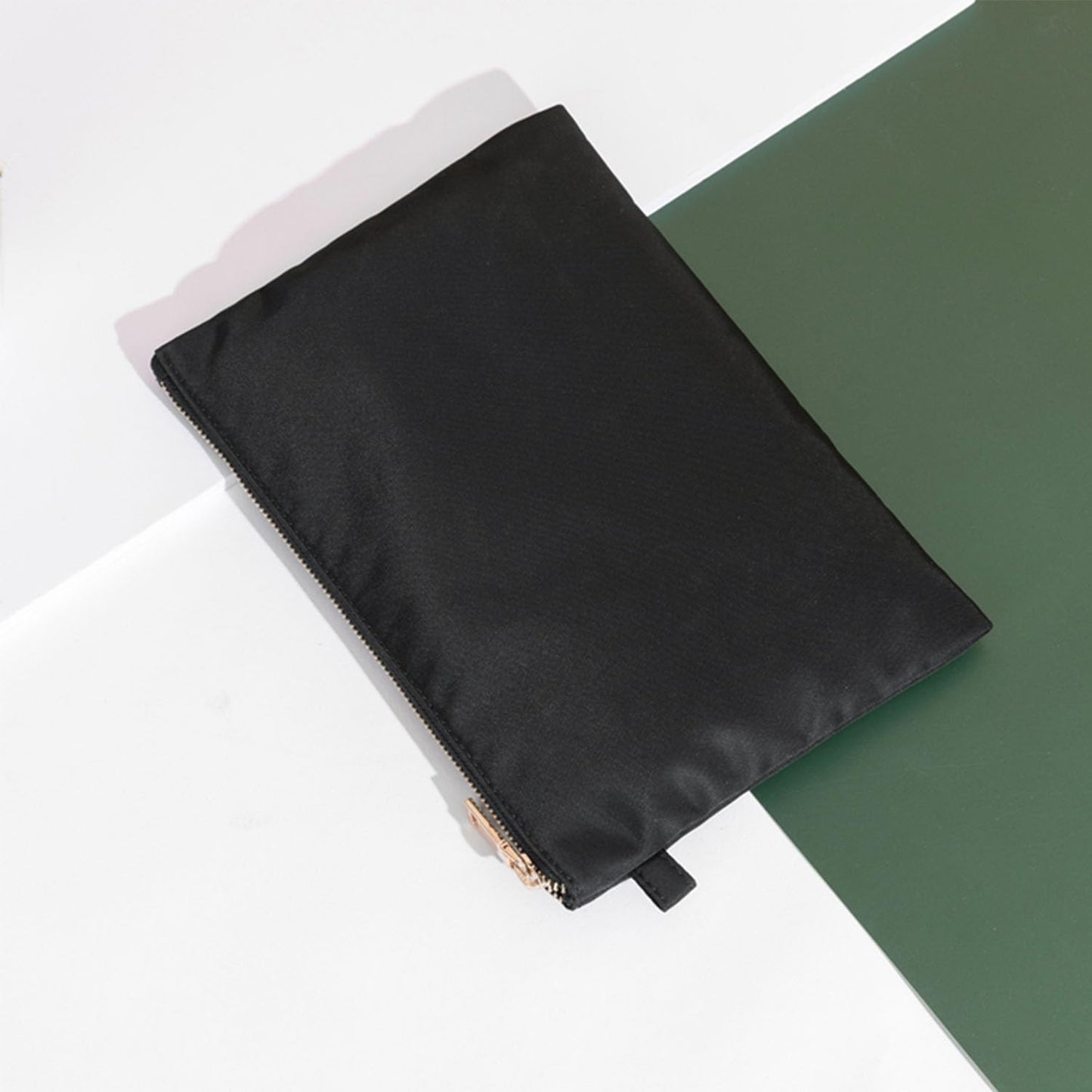 Zipper Pouch Storage Bag Simple and Stylish Women's Cosmetic and Travel Bag (Black-nylon)