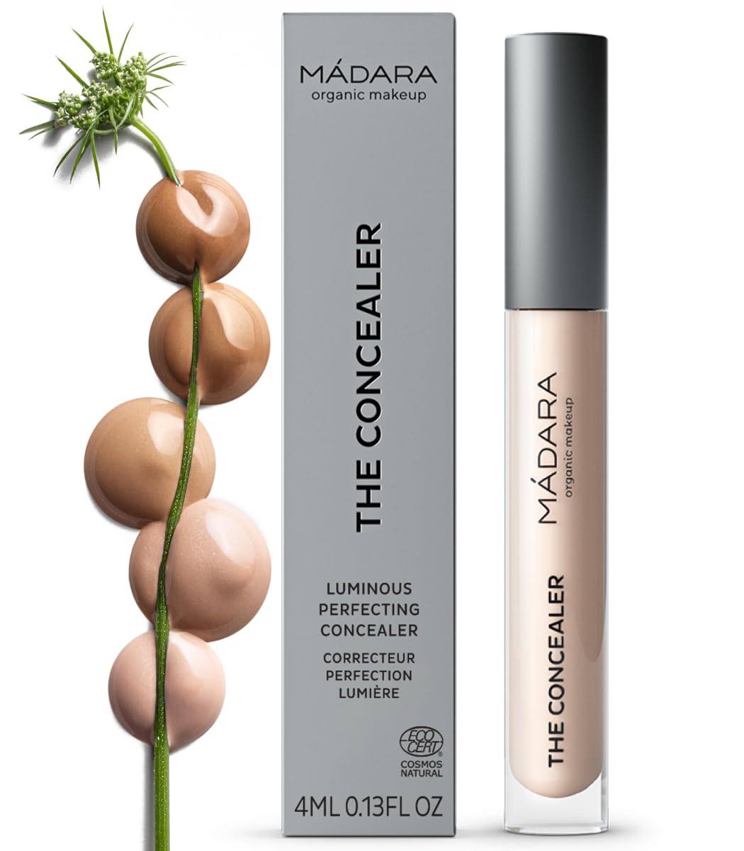 MÁDARA Organic Skincare | Luminous Perfecting Concealer 15 VANILLA – 4ml, Dewy finish, With hyaluronic acid, Natural concealer for dark circles and blemishes, Vegan, COSMOS natural certified.