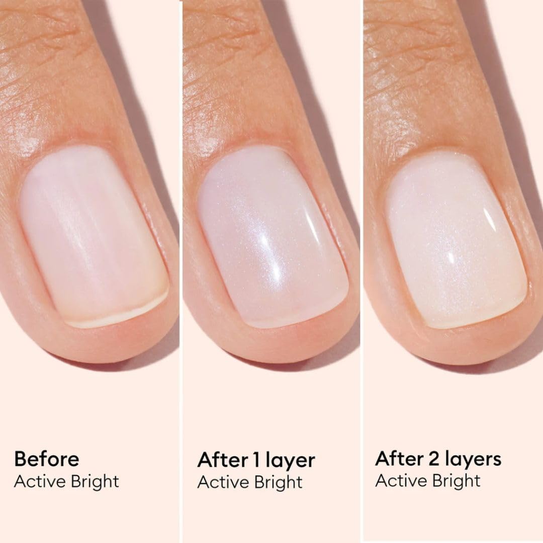Manucurist Active Bright All in One Nail Perfector: Brightening Treatment Polish & Care - No Lamp - Vegan & Made in France - White Nail Polish - Nail Whitener & Brightener - Nail Strengthener