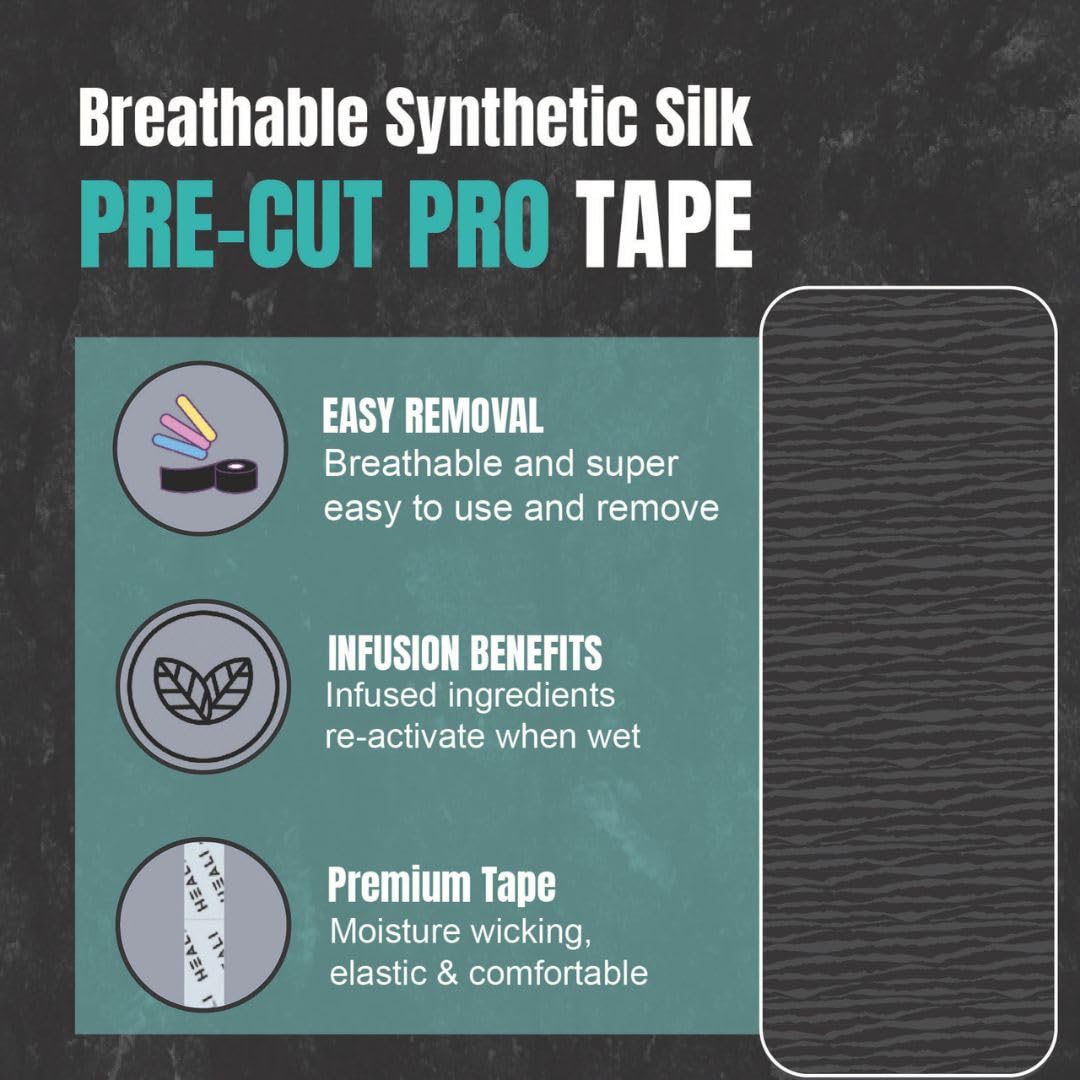 Heali Kinesiology Tape with Magnesium and Menthol, 20 Pcs Precut Strips, K Tape Roll, Knees, Physical Therapy Sports Tape for Knees, Joints & Muscles, Water Resistant, Black Zebra