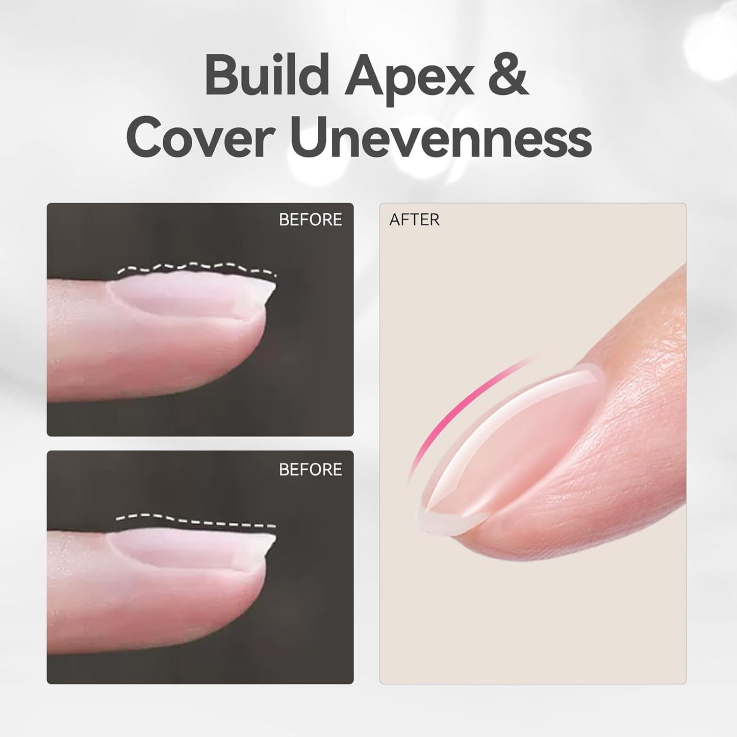 Born Pretty Builder Gel for Nails 8-in-1，15ML Clear and Cover Pink Builder Nail Gel Set, Transparent Extension Gel Rhinestone Glue for Nail Art Base Gel, LED Nail Lamp Cured Hard Gel Builder