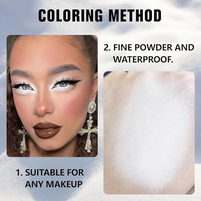 Kaely Pressed Single Eyeshadow Makeup, White Matte Highly Pigmented Monochrome Eye Shadow Palette, Waterproof Neutral Powde Mini Eyeshadow, sombras para ojos, Lightweight Blendable, 08