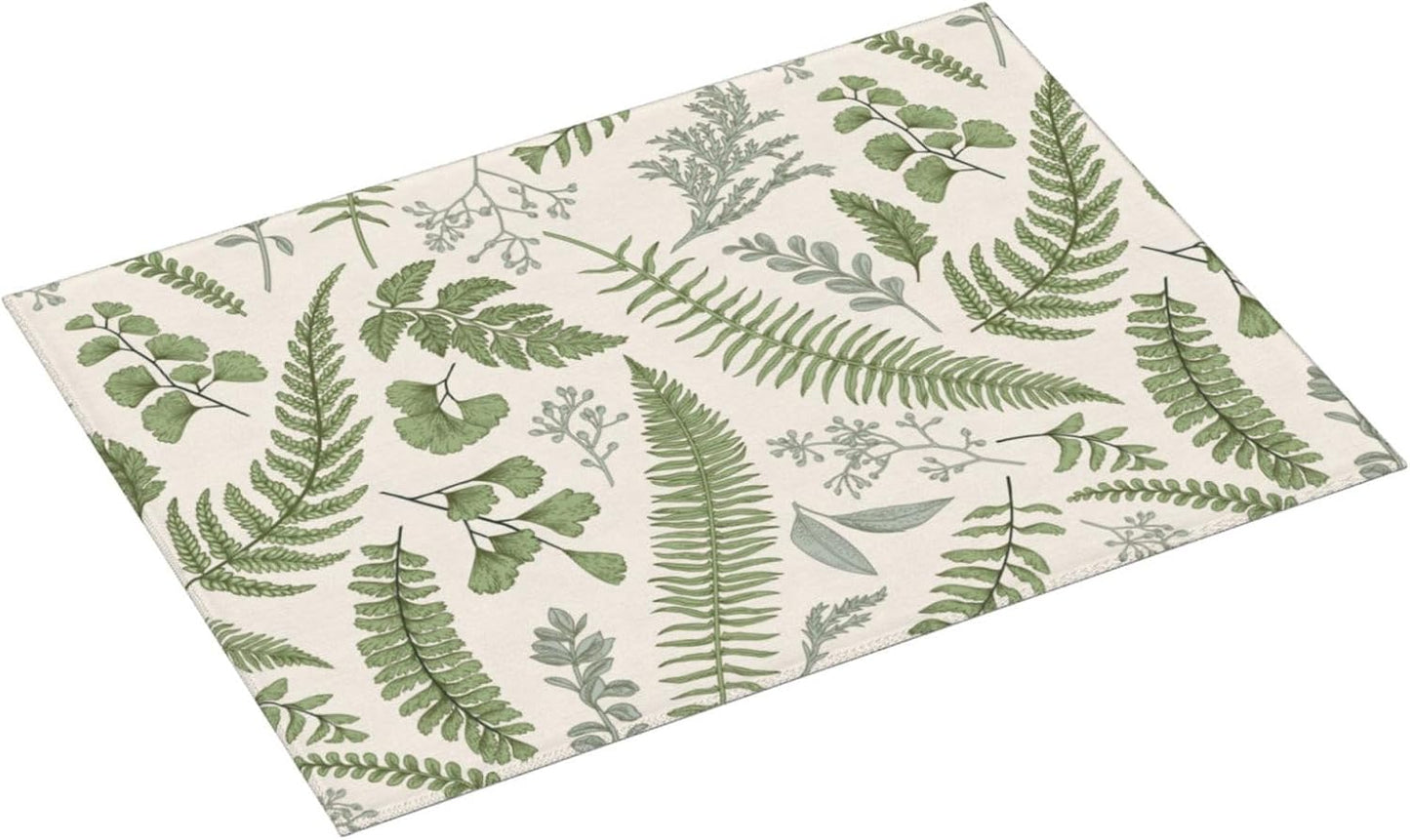 Vintage Botanical Leaves Dish Drying Mat For Kitchen Counter Absorbent Large Kitchen Fast Dry Pad Reusable Washable Protector Rack Large Mat 18 X 24