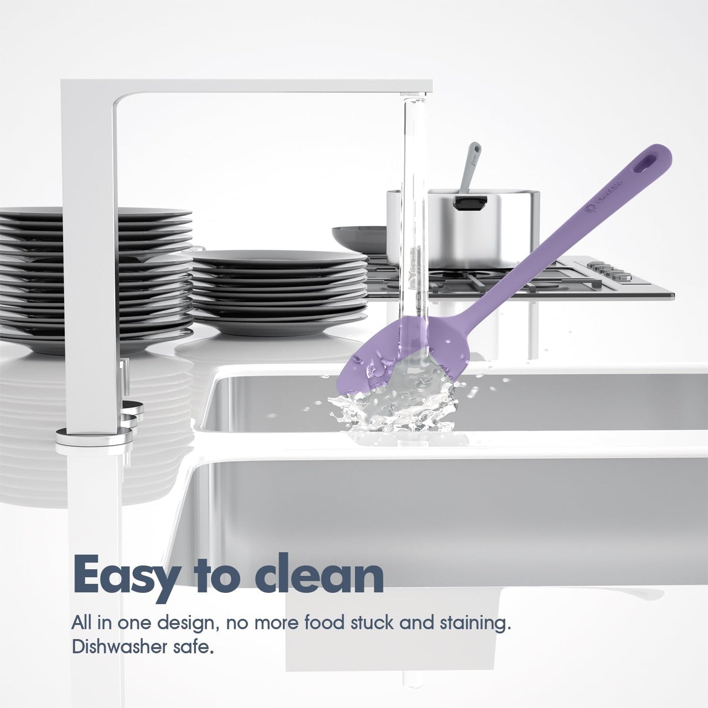 5 Pieces Silicone Spatula Set, Food Grade Rubber Spatula, Upgrade Strong Handle with Ergonomic Grip, Heat Resistant Up to 600°F for Nonstick Cookware, Cooking Purple