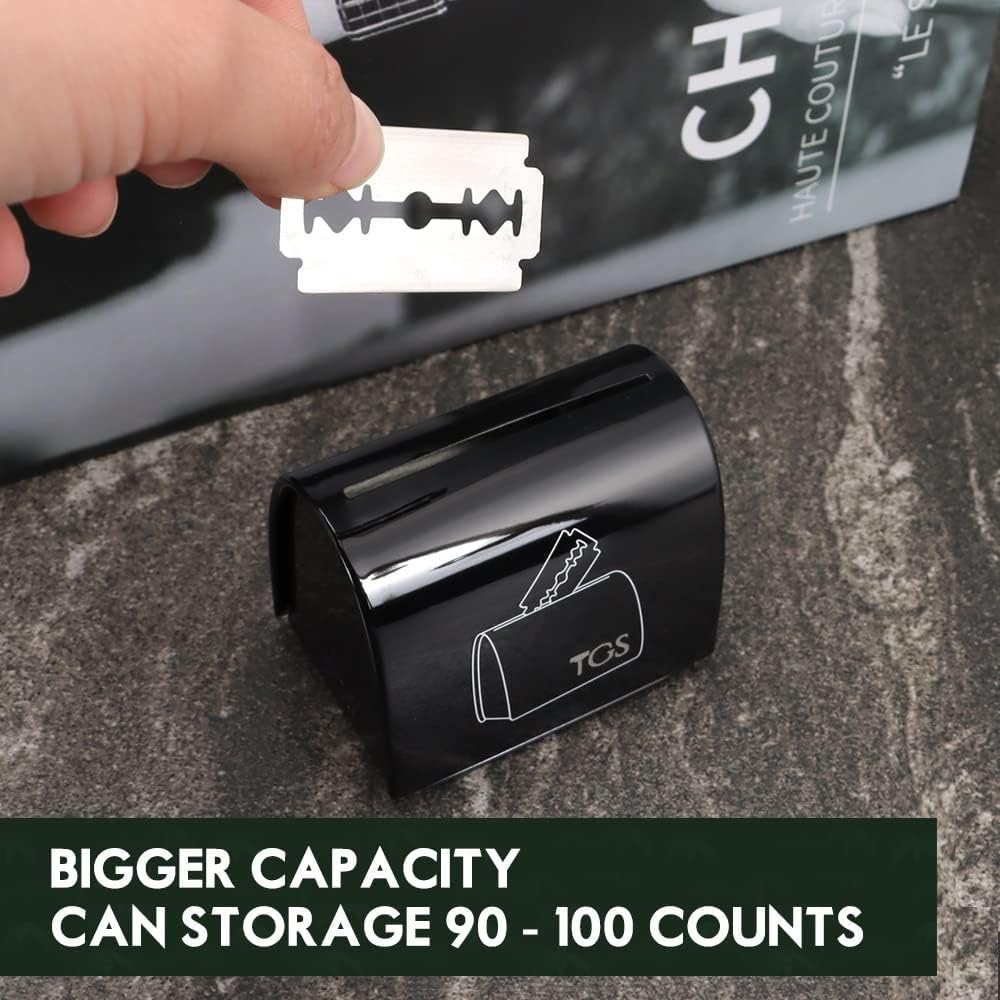 Razor Blade Storage Bank & Disposal Case, Mail Box for Used DE Safety Razor Blades (Black)