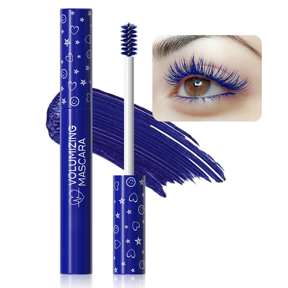 Colored Mascara for Eyelashes Set,Colorful Waterproof Mascara for eyelashes Long lasting Charming Voluminous for Women Halloween Eye Makeup (1Pcs 01#Blue, F)