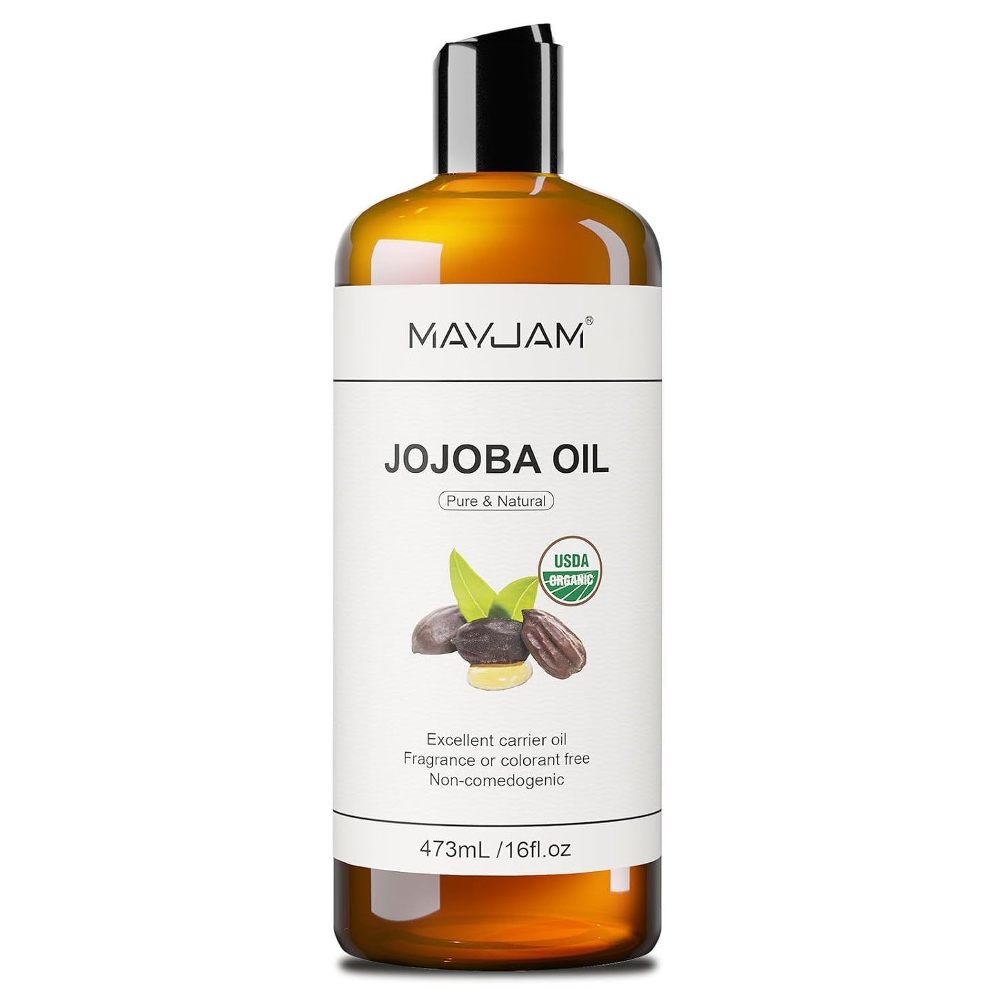 16 Oz Jojoba Oil for Skin, USDA Certified Cold Pressed Jojoba Oil for Hair, Face, Body, Ear Stretch, Nails,Massage, Deeply Moisturizing, Carrier Oil for Essential Oils Mixing(473ML)