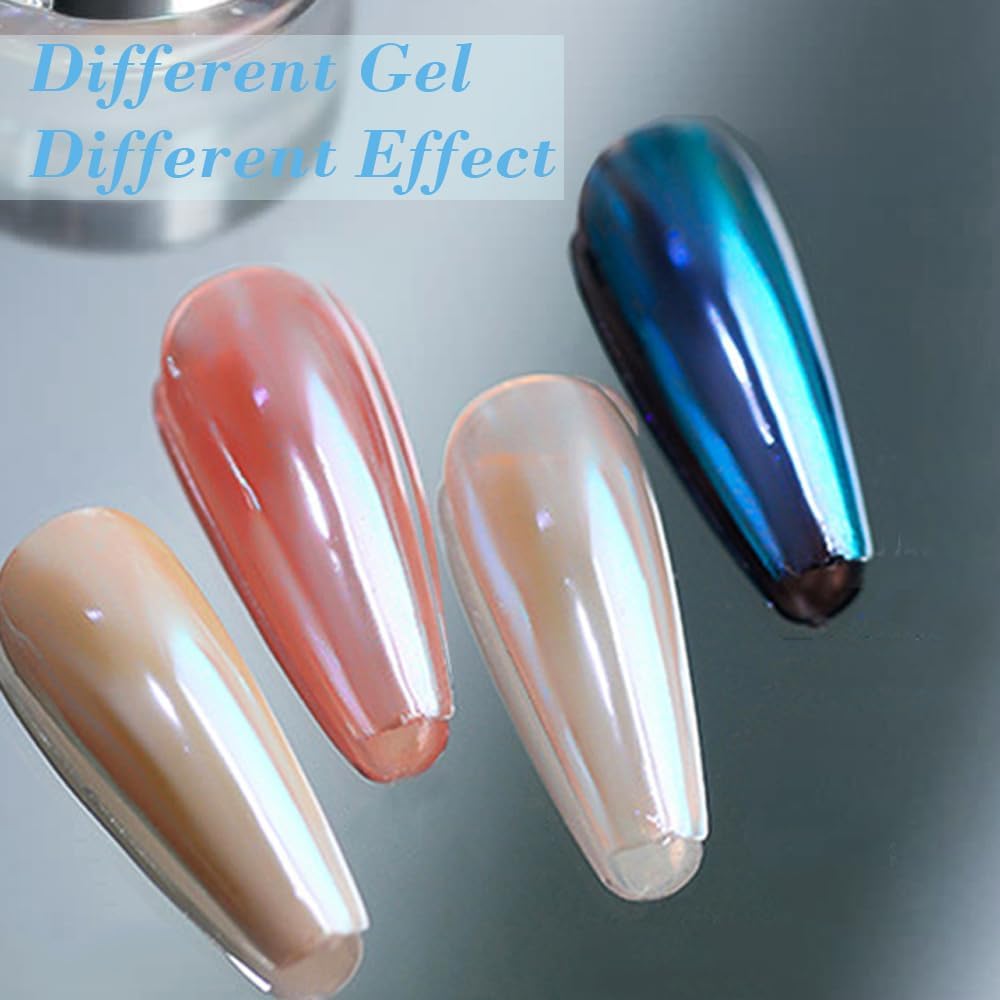 Pretty Diva Unicorn Chrome Nail Powder - Aurora Iridescent Nail Chrome Powders, Magic Aura Nail Powder Moonlight Blue Mirror Finish Mermaid Chrome Powder for Nails Manicure Pigment