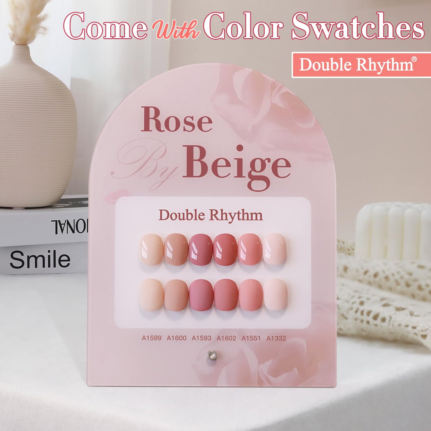 Double Rhythm 6 Pcs 15 ML Gel Polish Set Same Color Same Bottle Soak Off Gel Polish Kit Nail Art Manicure Salon DIY at Home for Women (Rose Beige Nude Cream Rose Coral-T6-20)