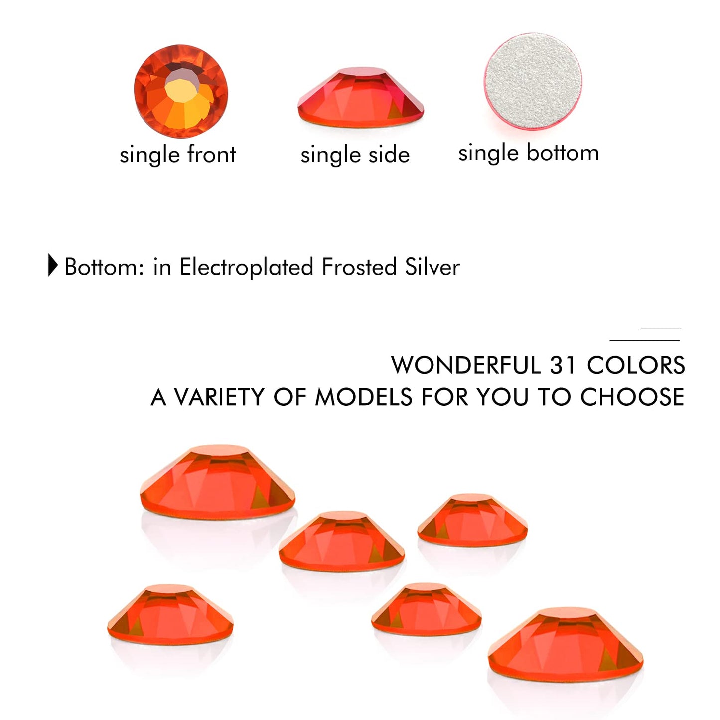 288Pcs Orange Crystal Rhinestones,Glass Flatback Rhinestones Gemstones for Nail Face Makeup Art Crafts Clothes Decoration - (SS30,6.5mm,Orange)