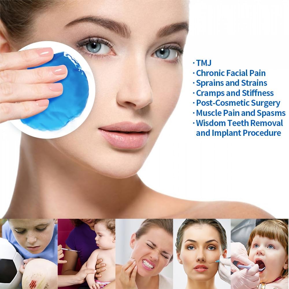 Soft Ice Pack/Small Ice Packs for Injuries Reusable, Small Round Gel Hot & Cold Compress (12 Pack) for Pain Relief, Toothache, Surgery Recovery - Soothing Gel with Sleeve - Blue