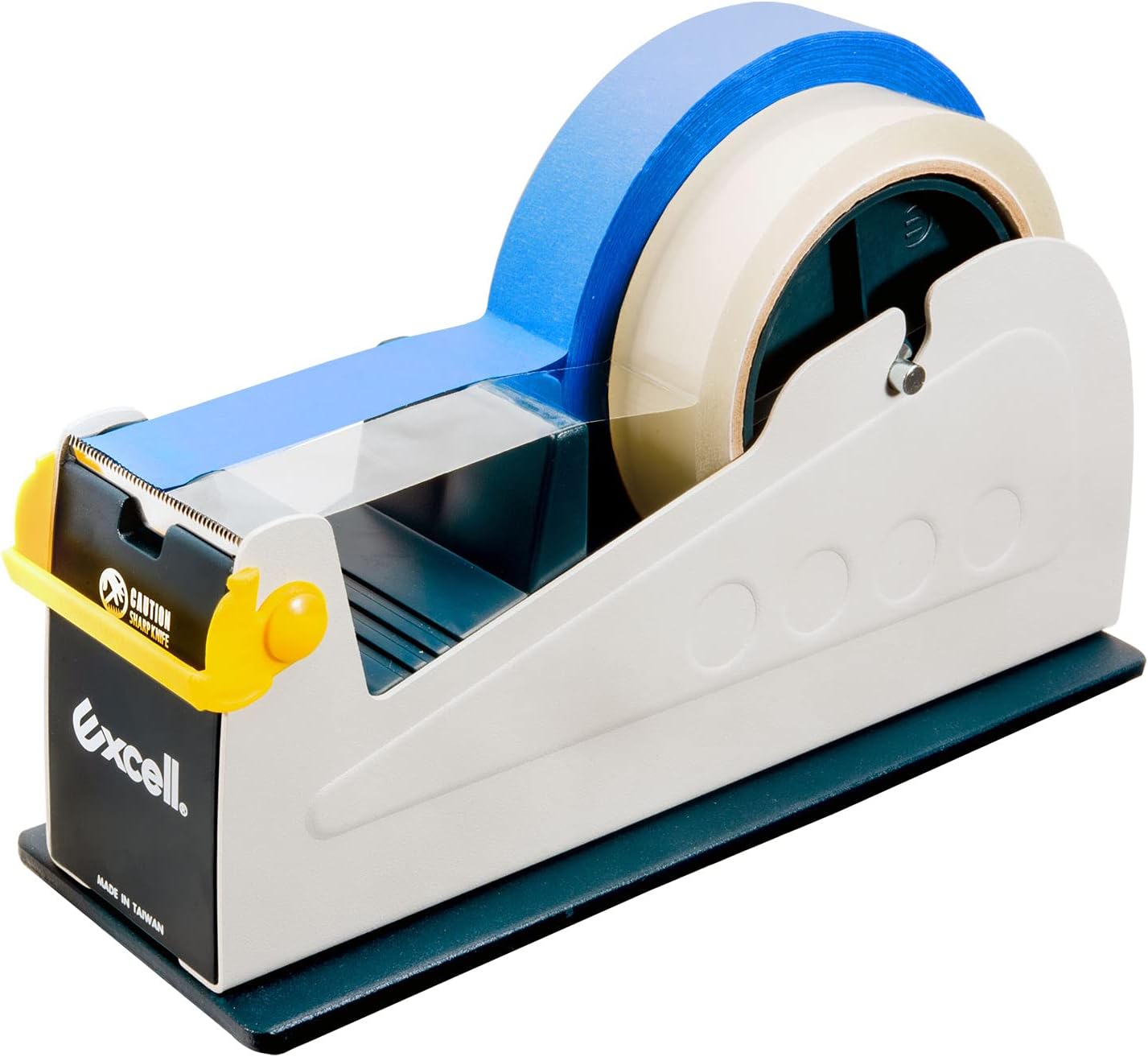 Excell ET-227 Heavy Duty Steel Desk Tape Dispenser (2" Wide) with Safety Blade Cover, Desk Top Dispenser for Home,Office, Shop, Retail Store and Warehouse Wrapping Purpose (2 Inch)