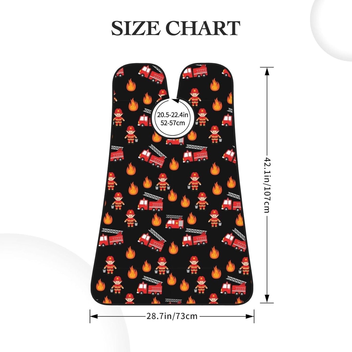 Beard Grooming Cape, Waterproof Hair Catcher for Shaving Trimming, Non-Stick Bib Apron Gifts for Dad Men, Cute Cartoon Firefighter Red Fire Truck Shave Bib