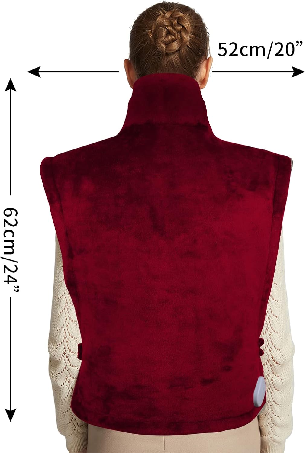 Ambershine 26"x35" XXXL King Size Neck& Shoulder& Back Heating Pad with 12 Temperature Settings& 4 Auto-Off Countdown Timers, Pain Relief for Back/Neck/Shoulder, Christmas Gift for mom dad (Red)