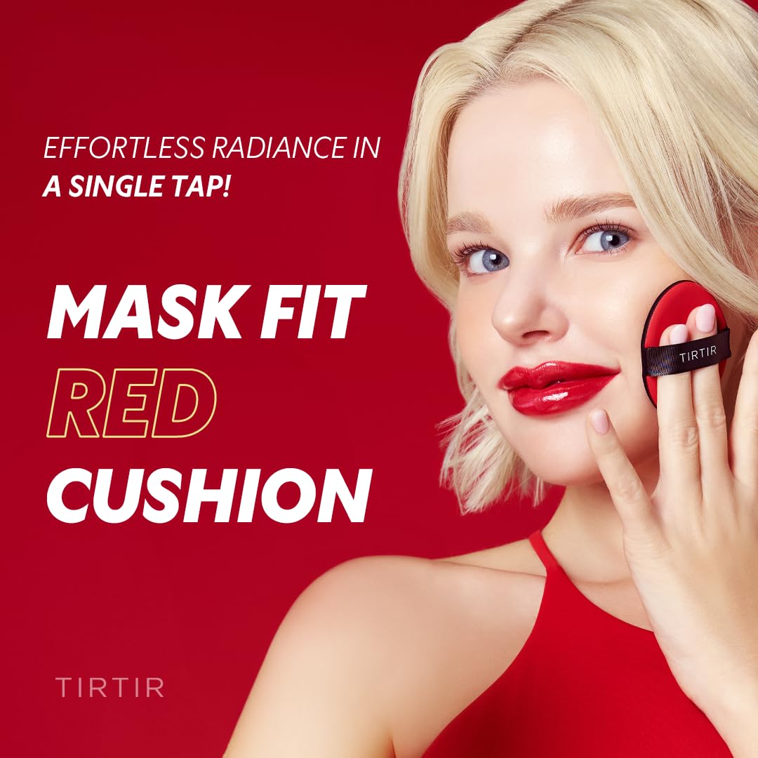 [*Mini Size*] TIRTIR Mask Fit Red Cushion Foundation | Full coverage, Weightless, Skin fit, Satin Glow Finish, Korean Makeup, beauty, Tattoo cover up, Buildable (#13N Fair Ivory, 0.15 Fl Oz)