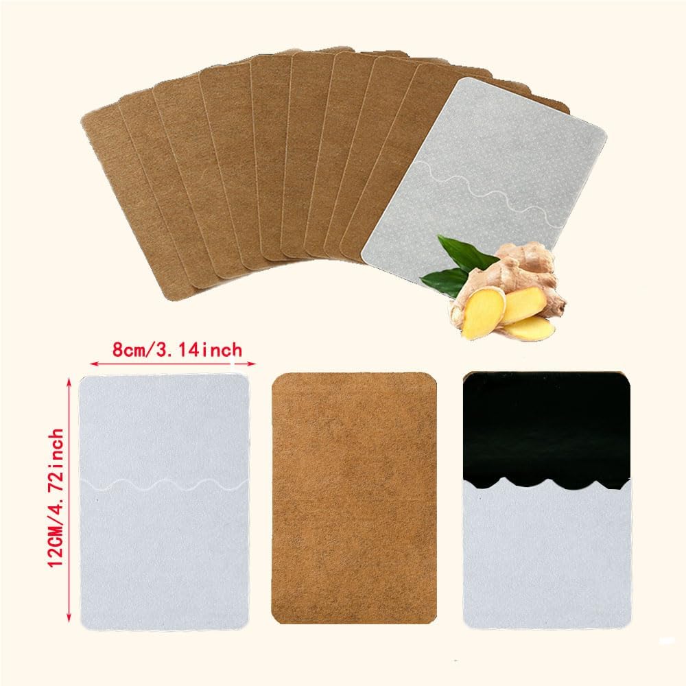 25 Count Ginger Self-Heating Patches | Long-Lasting Comfort for Back, Neck, Shoulders, Knees & Joints | 8-Hour Herbal Warming Pads (12x8cm)