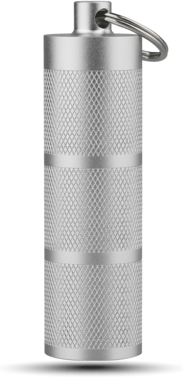 Waterproof Keychain Pill Holder - Compact, Portable, and Secure Pill Box with 3 Compartments - Pocket-Sized Pill Case and Container for Daily Medication on The Go, Sliver