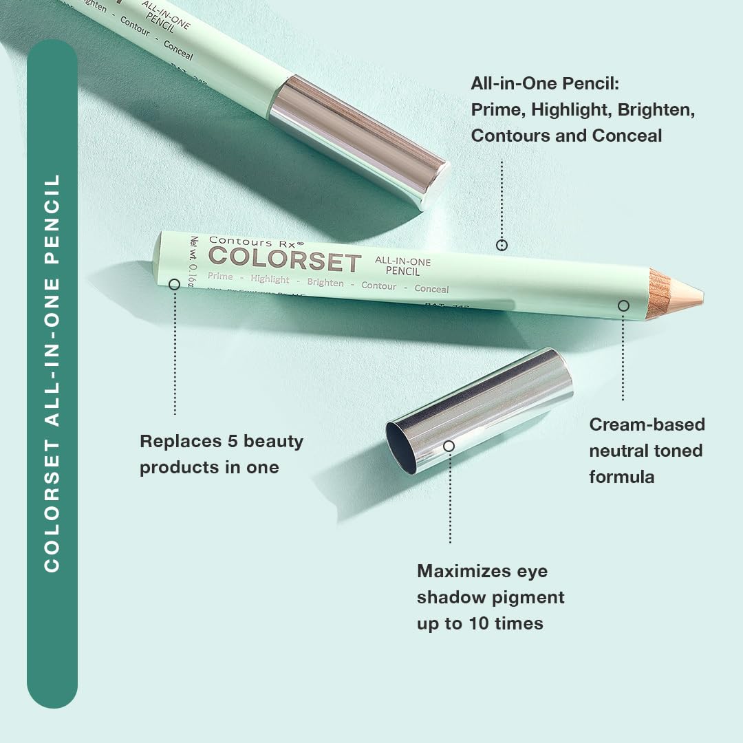Contours Rx COLORSET All-in-One Primer Pencil – Brightens, Highlights & Conceals | Smooth Canvas for Eye Shadow & Uneven Skin Tone | Hydrating, Vegan & Gluten-Free