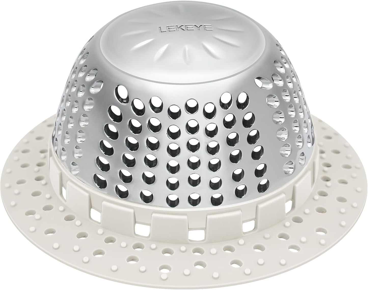 LEKEYE Shower Drain Hair Catcher/Shower Drain Cover/Drain Protector for Pop-Up & Regular Drains(Light Gray)