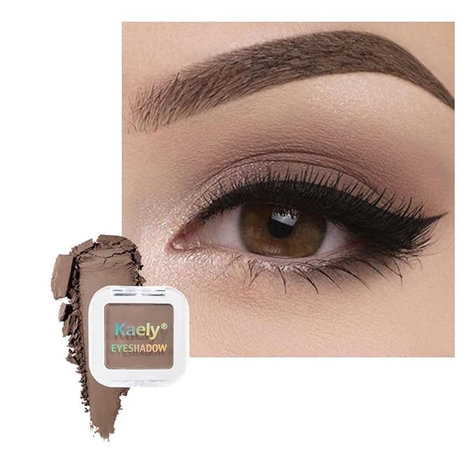 evpct Matte Brown Single Eyeshadow Palette Makeup for Older Women, Light Cocoa Brown Cream Eye Shadow Palette Makeup Singles for Older Women Matte, High Pigment Waterproof Monochrome Mini Eyeshadow