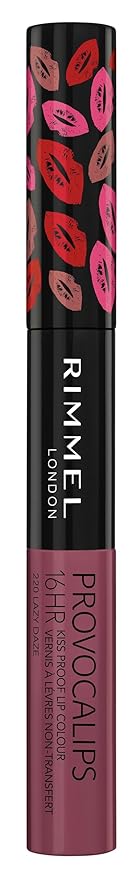 Rimmel London Provocalips 16hr Kiss-Proof Lip Color - Two-Step Liquid Lipstick to Lock in Color and Shine - 220 Lazy Daze, .14 fl.oz.