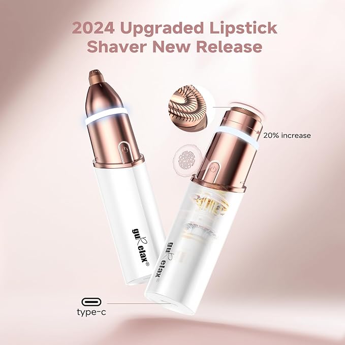 Eyebrow Facial Trimmer: 2 in1 Rechargeable Facial Hair Removal and Eyebrow Shaver - Face Lips Body Painless Facial Razor with Replacement Heads