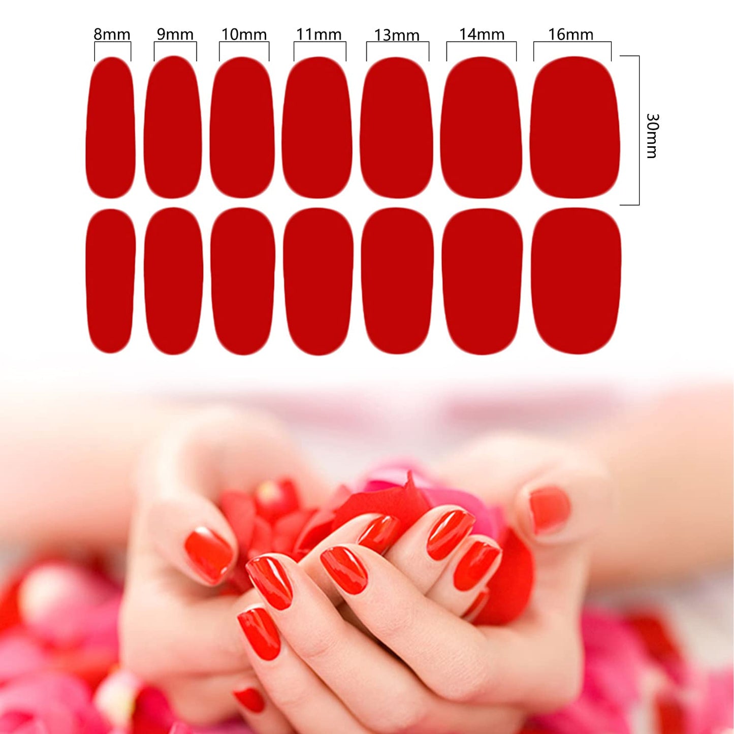 SILPECWEE 224 Pieces 16 Sheets Nail Polish Strips Solid Color Adhesive Nail Polish Stickers Nail Wraps for Women Nail Art Decals with Nail File (Vitality Red)