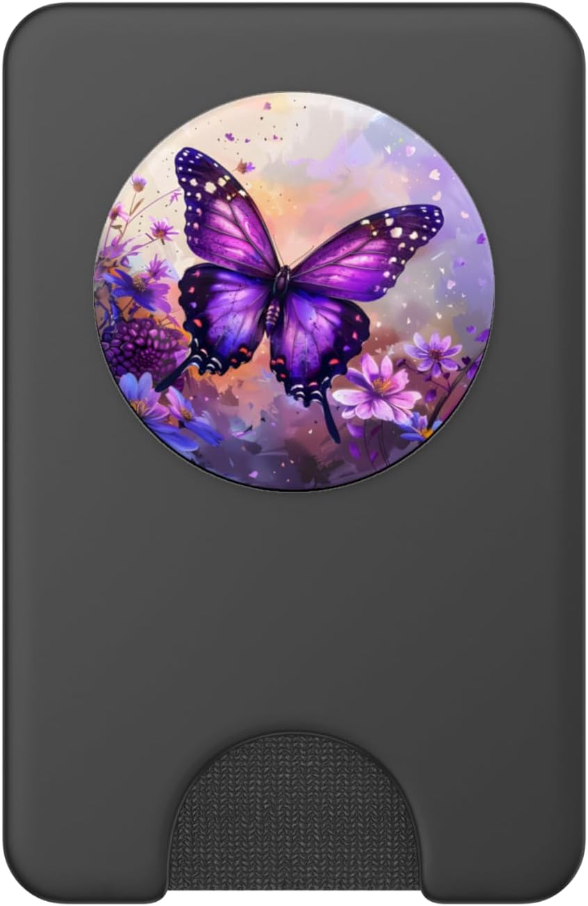 Dreamy Purple Butterflies PopSockets PopWallet for MagSafe