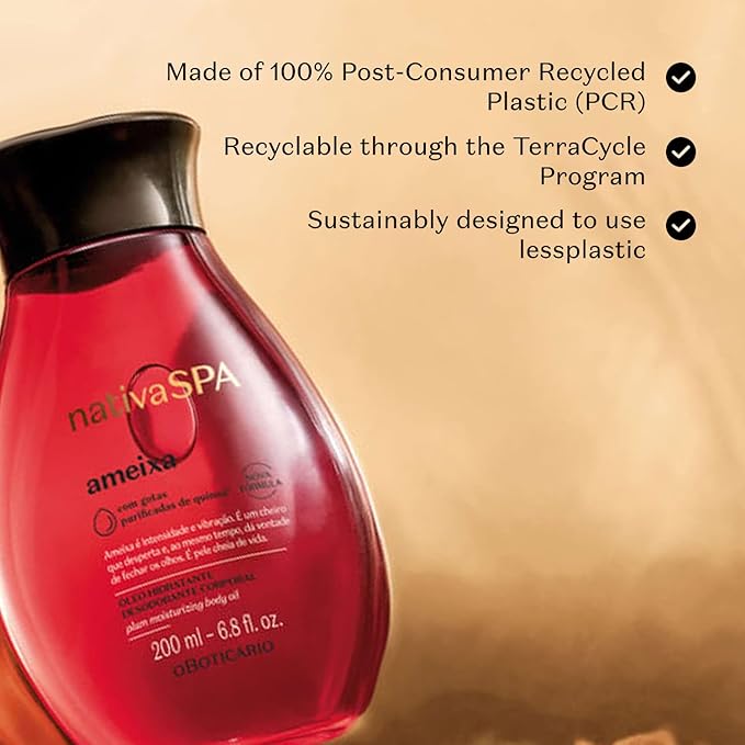 Nativa SPA by O Boticario Plum Body Oil, Enriched with Purified Quinoa Drops to Boost Hydration, 6.8 Ounce