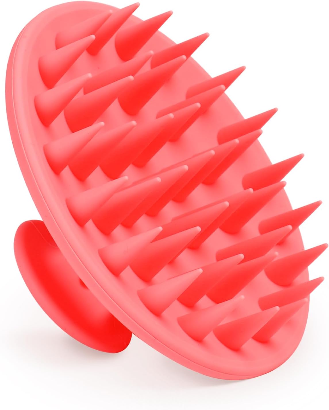 Silicone Scalp Massager Shampoo Brush, Scalp Brush for Hair Growth & Dandruff Removal, Hair Scrubber Scalp Stimulator Exfoliator Brush with Soft Bristles for Wet Dry Scalp Care (Rose Red)
