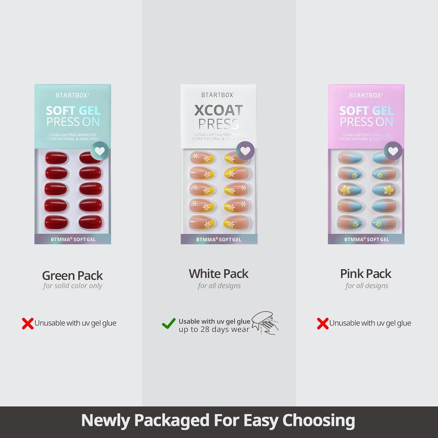 BTArtbox Press On Nails Short - Lamp-Curable Sparkly Almond Press On Nails with Glue for Women, Semi-Transparent Soft Gel Glue On Nails in 16 Sizes - 32 Stick On Nails Kit, Citrine Glow